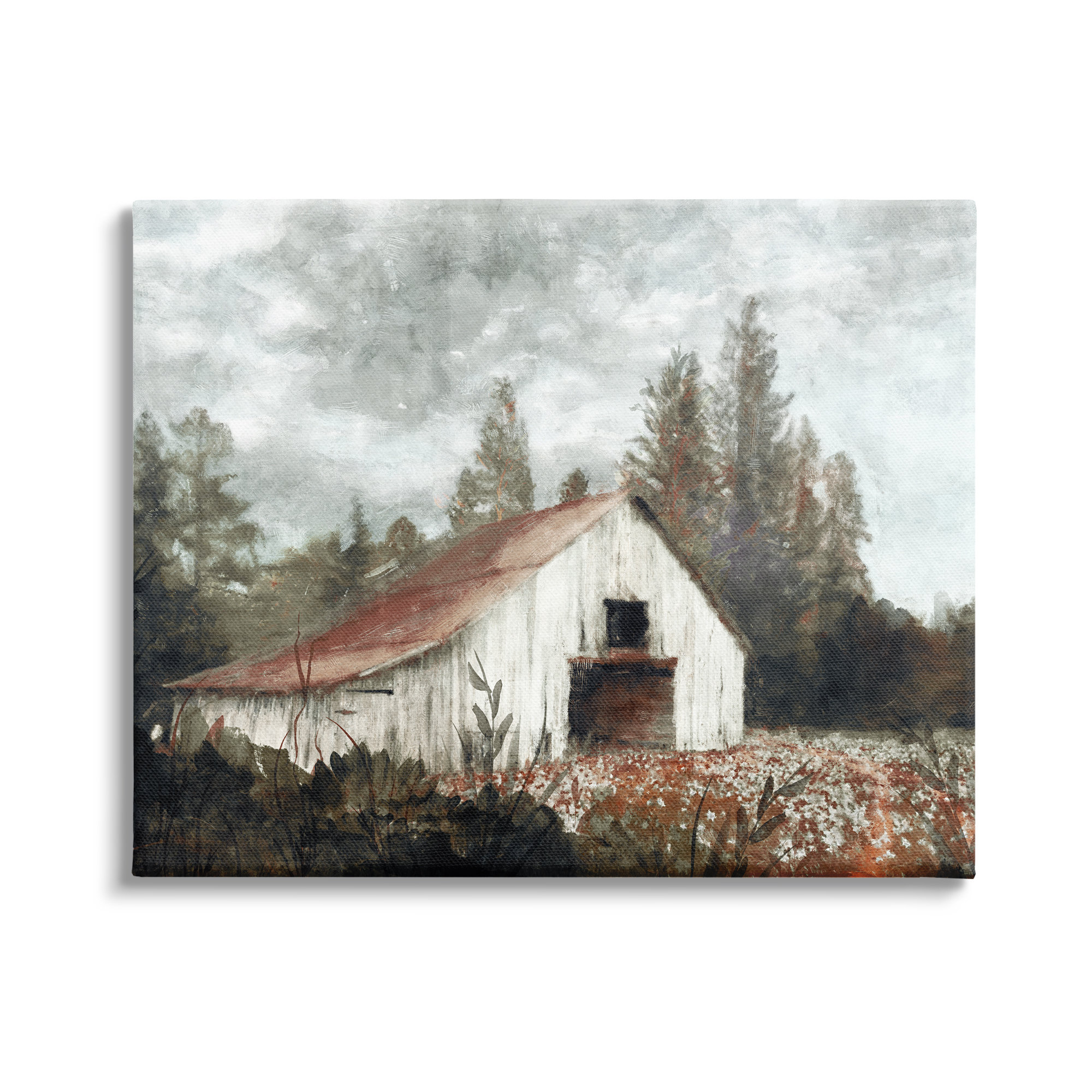 Stupell Industries Aw-142-Canvas Barn In Meadow Landscape On Canvas by ...