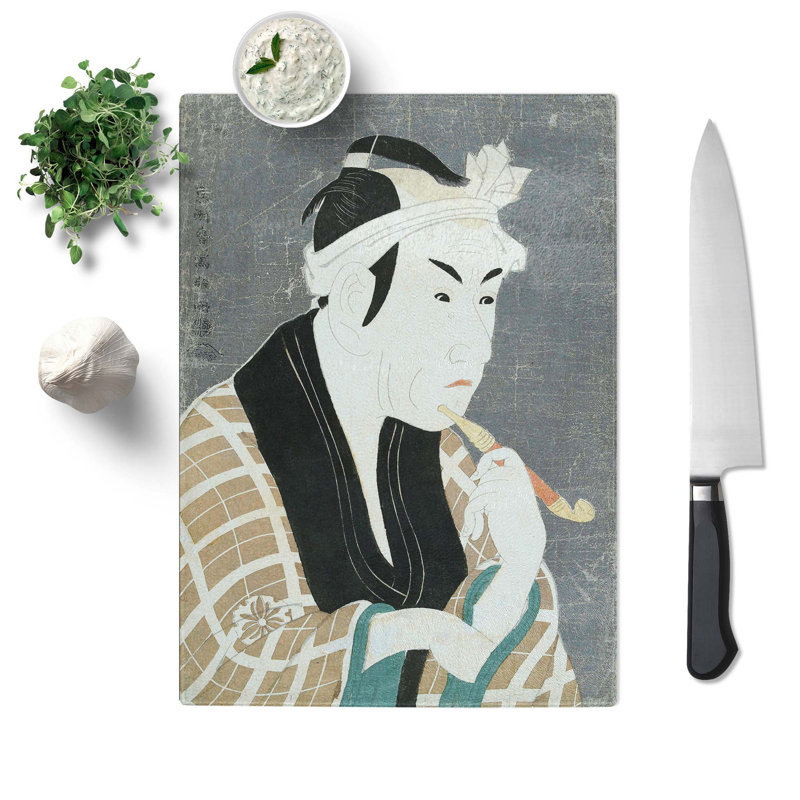 Tempered Glass Matsumoto Koshiro by Sharaku Toshusai Chopping Board, 20 cm x 28.5 cm