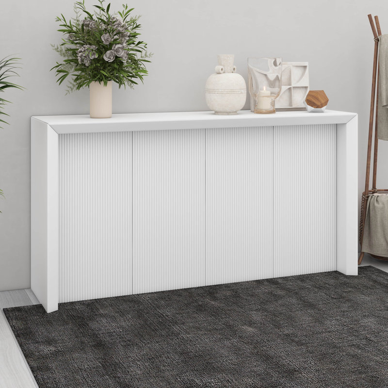 Table d'entrée minimaliste au design ondulé unique, console moderne, Beige