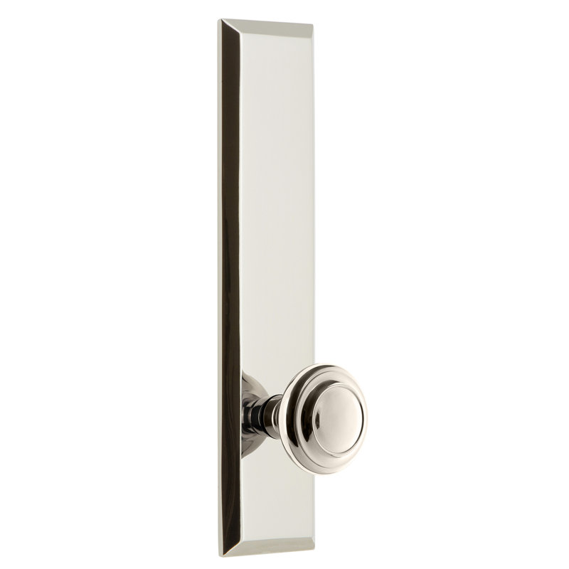 Grandeur Fifth Avenue Tall Plate Passage with Circulaire Door Knob, 2 3/4", Polished Nickel