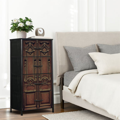 4 Drawer Dresser for Bedroom, Narrow Chest of Drawers, Wooden Top and Study Iron Frame 18"x37.5"-(WxH)