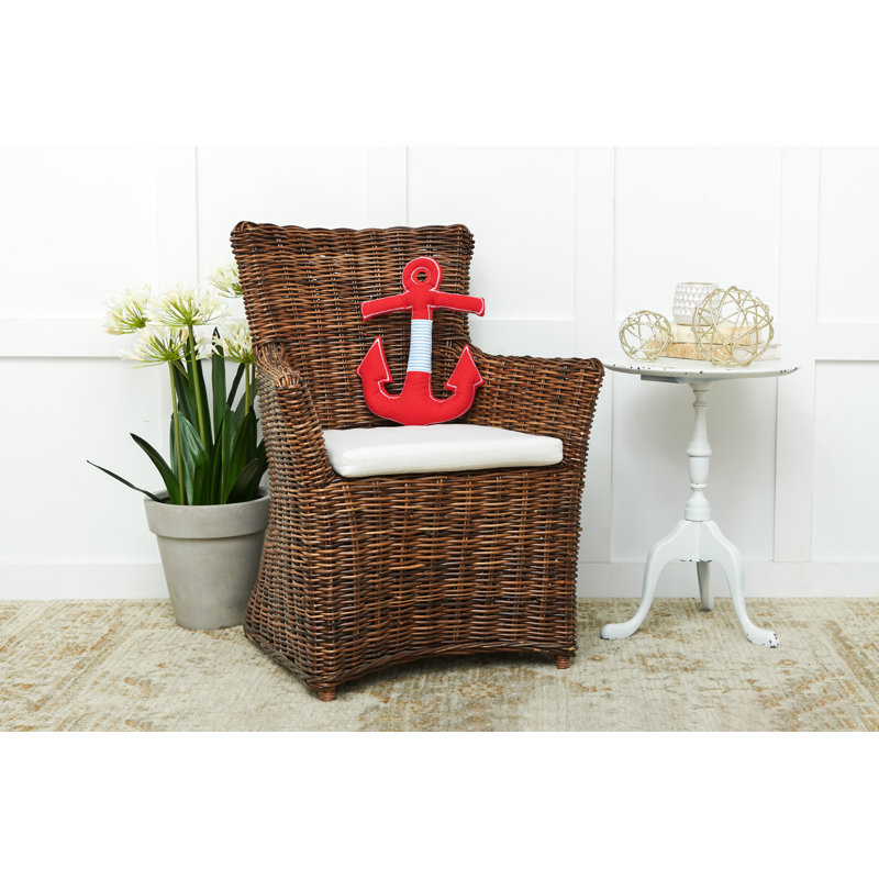 Anchor Shaped Applique and Embelishe Throw Pillow