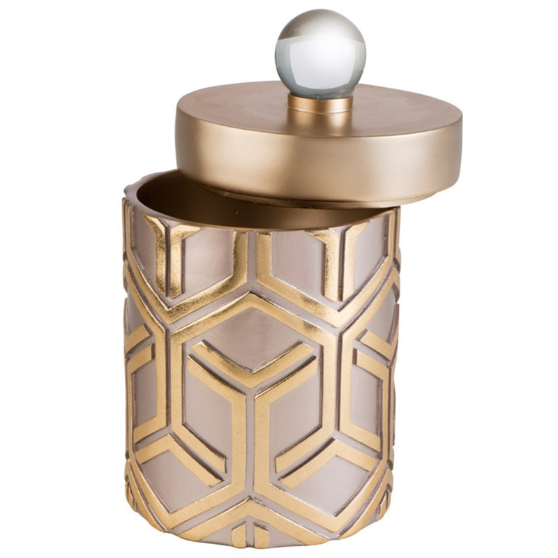 Elegant Storage Solution Polyresin Bamboo Weave Decorative Accent