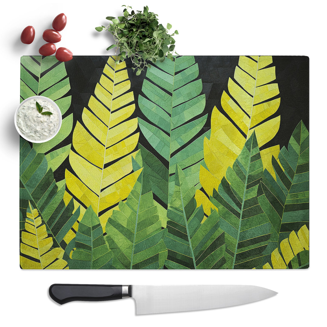 Fern Leaf Geometric No.2  Glass Chopping Board