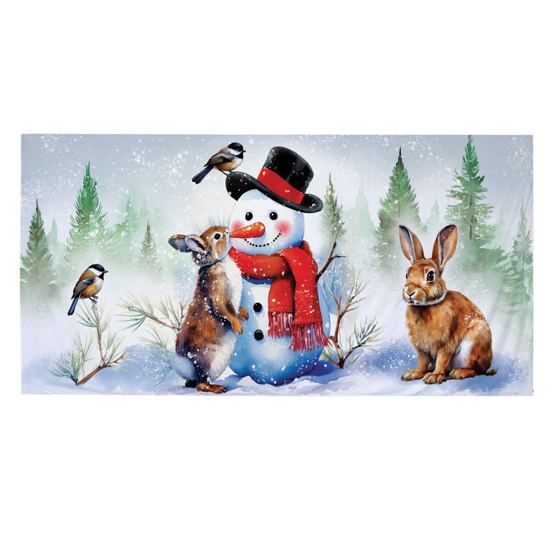 Housse de porte de garage double Bonhomme de neige et ses amis