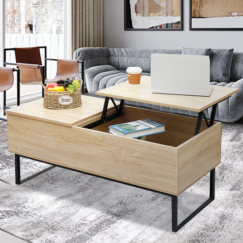 Table basse à plateau relevable avec rangement aidrick