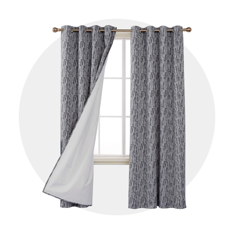 Total Blackout Drapes With Triple-Pass White Coating Back Layer Curtains, 52" W x 45" L, Navy Blue