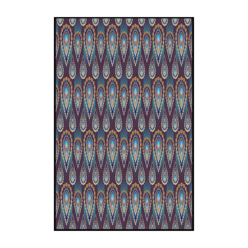 Tapis mauve/bleu à motifs, Rectangle 5 pi x 7 pi