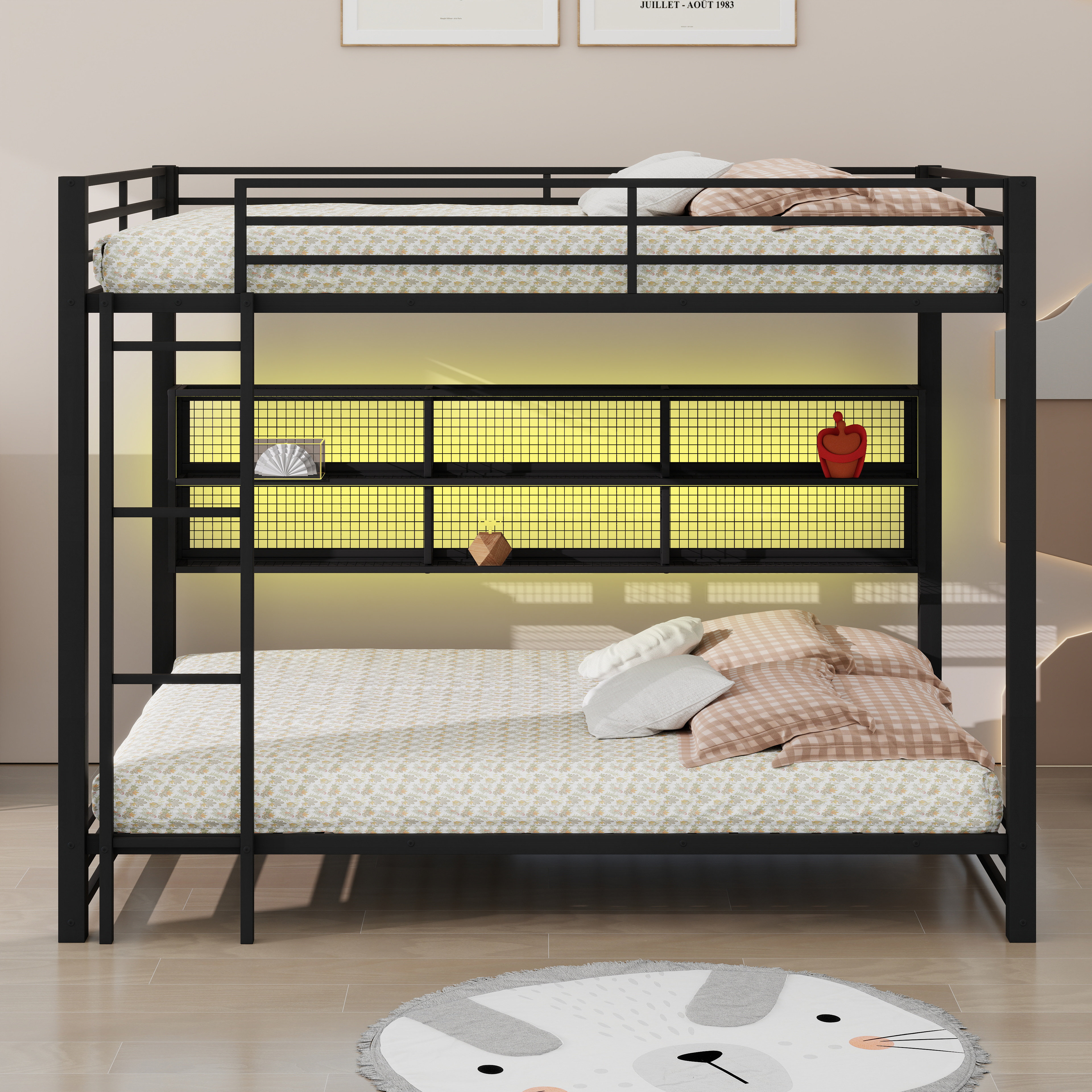 ACME Furniture Bunk Bed With Integrated Storage Shelves And LED