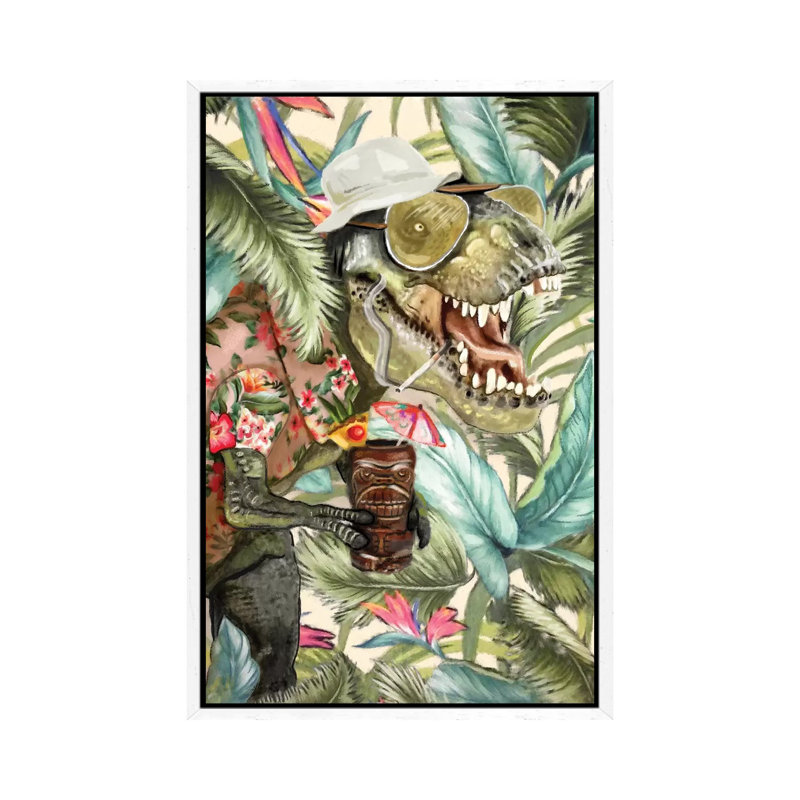Hunter S. T-Rex by Heather Perry - Single Picture Frame Rectangle Print on Canvas, 101.6 cm H x 66.04 cm W, White Framed