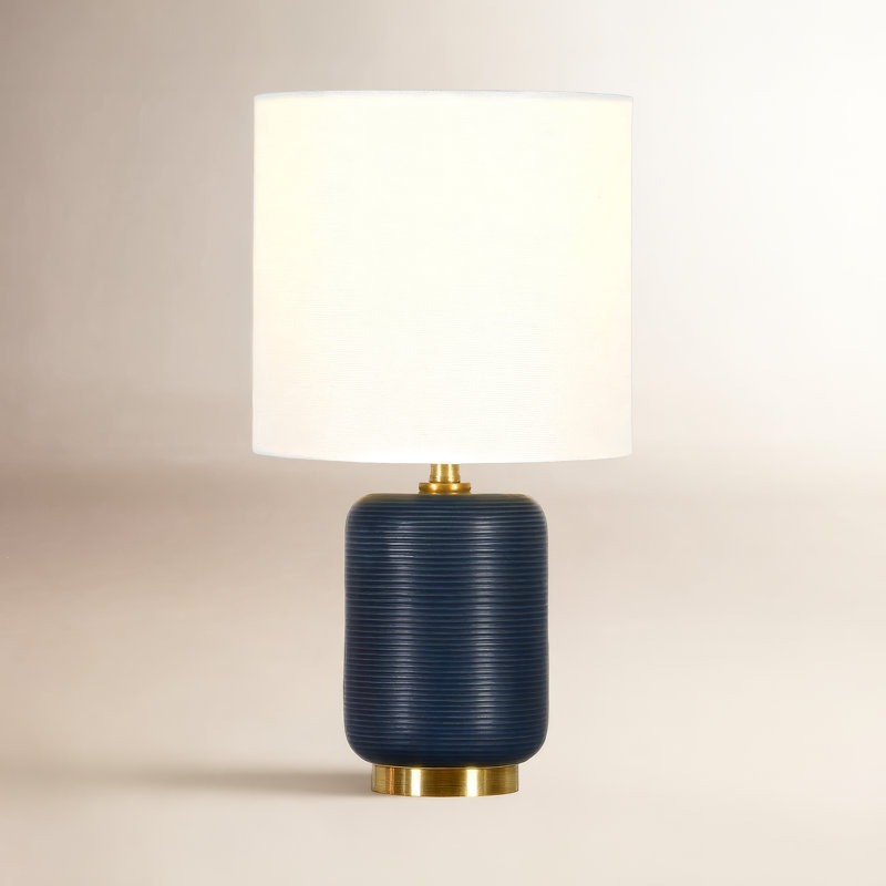Lampe de table 15 po Gracie, Bleu marine mat / laiton brossé