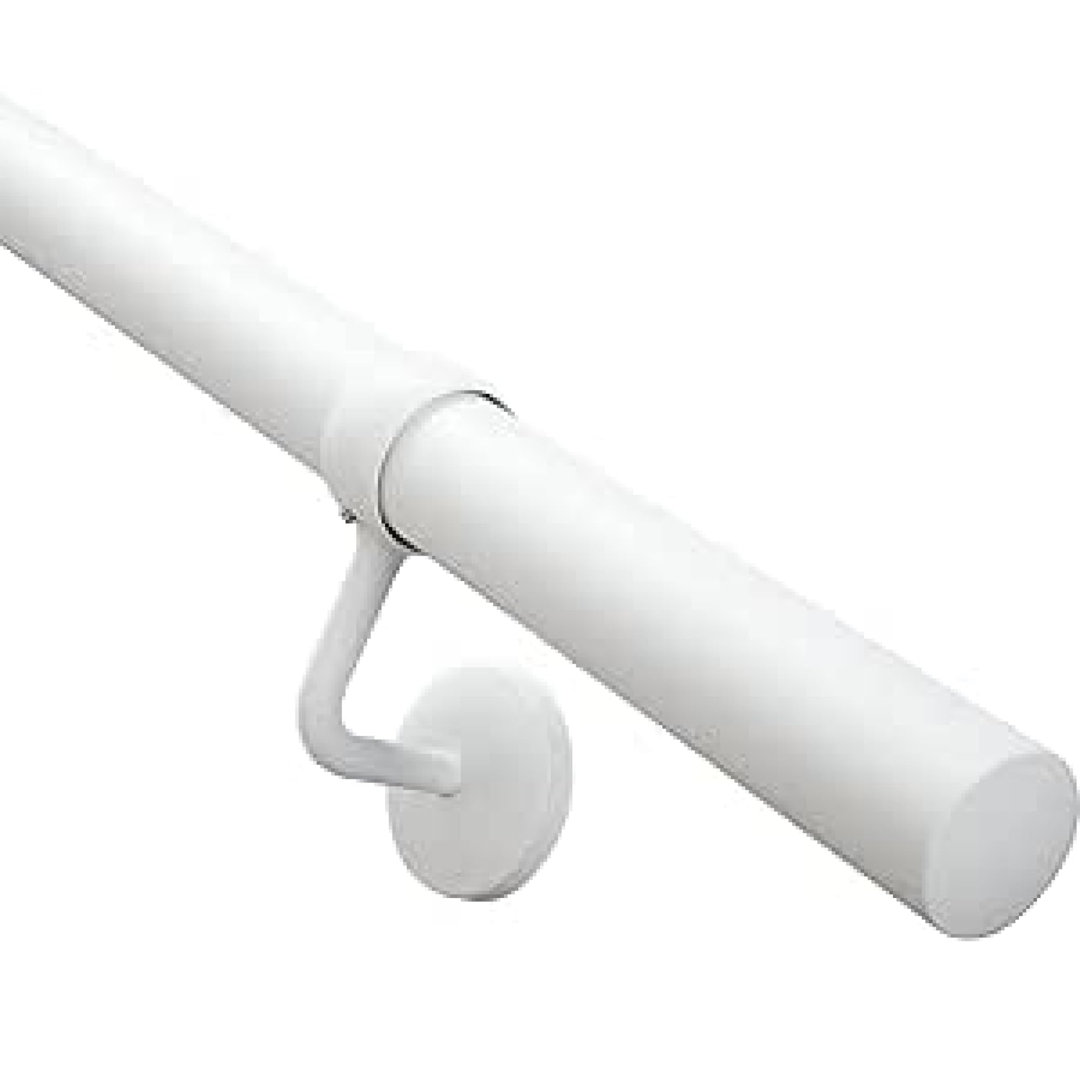 Stair Railing Handrail 3600 Mm | For Indoor Stairs Matt White | Kit Contains 3 Handrails And 4 Handrail Brackets