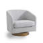 Fauteuil demi-tonneau pivotant en chenille beige avec base en bois massif Applewold-114606133