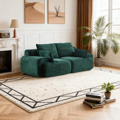 84.3" Corduroy Deep Seat Cushion Large Compressed 2 Seater Sofa
