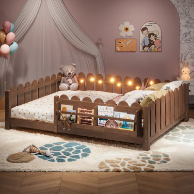 Lit sur pied pour enfant avec garde-corps et bibliothèque intégrée Storybook