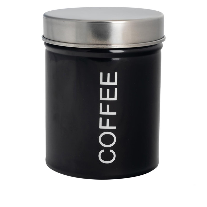 Harbour Housewares - Round Metal Kitchen Coffee Canister, Black, 12.7cm H x 9.5cm W x 9.5cm D