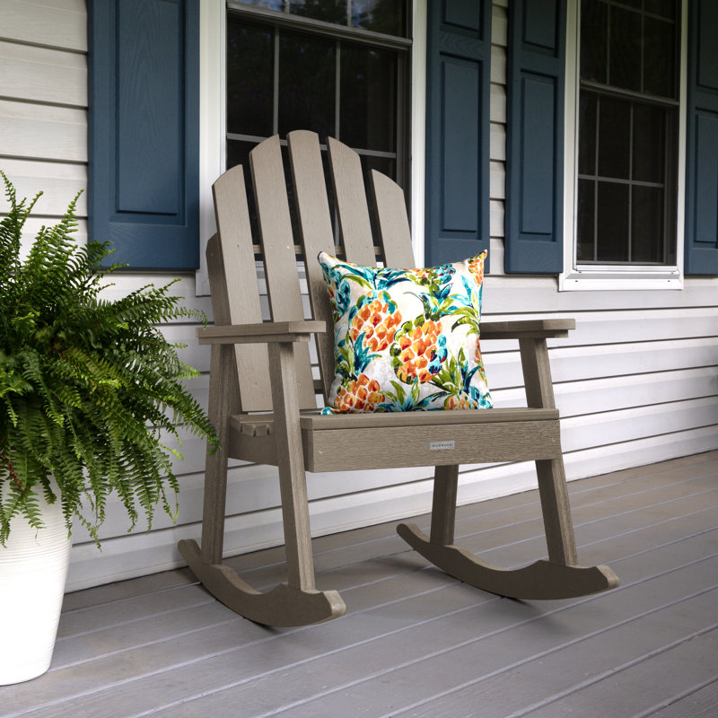 Chaise berçante d'extérieur en plastique Rialto, Brun bois
