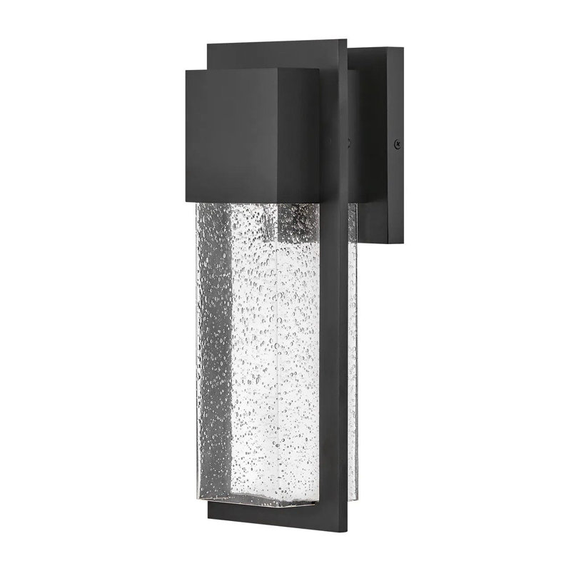 Kimora Medium Outdoor Wall Mount Lantern with Anti-Fade Finish, 15.7" H x 6.2" W x 4.7" D, Black