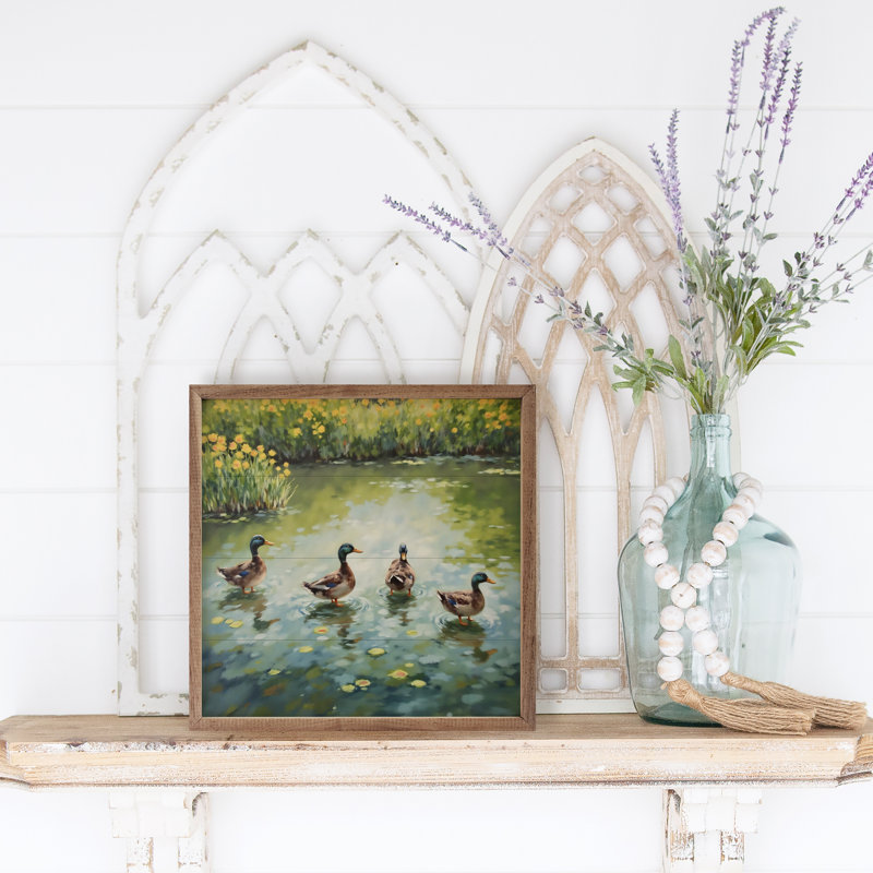 Spring Ducks In Pond, H 4 po x l 4 po
