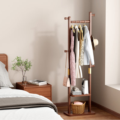 Coat Racks solid wood hanger 23.6* 11*70.8in Solid environmental protection easy to assemble beautiful can be placed in the bedroom/entrance/living room (Walnut)
