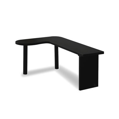 Black L-Shape Solid Wood Writing Desk
