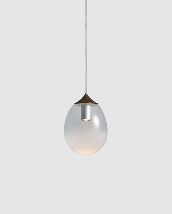 1 - Light LED Pendant, 13.7" H x 9.8" W x9.8" D, Cocoa