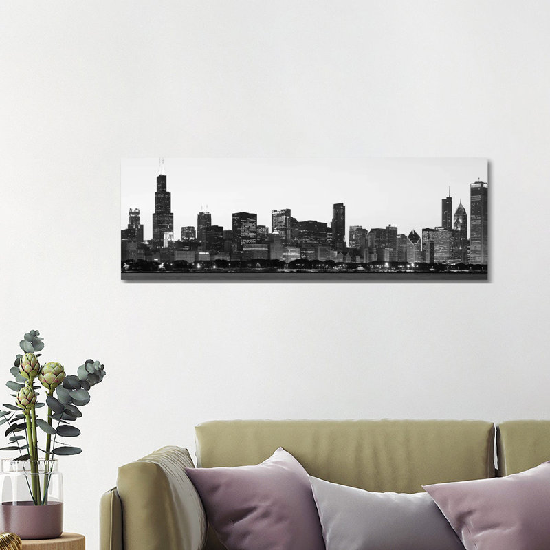 Chicago Skyline Cityscape - Wrapped Canvas Panoramic Print, 121.92 cm H x 40.64 cm W x 1.91 cm D