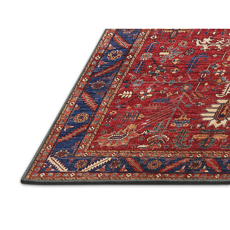 Tapis oriental rouge / bleu / crème Harmonsburg, Rectangle 4 pi x 6 pi