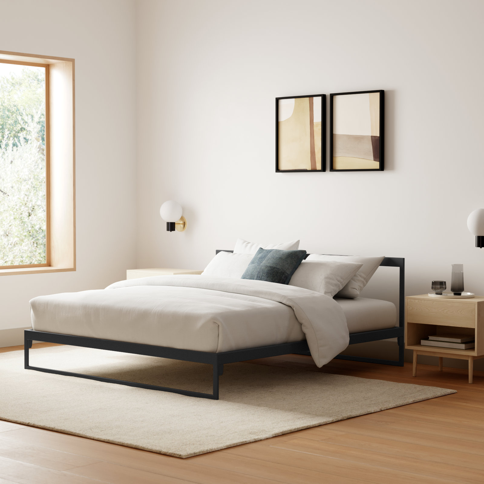 Aston Open-Frame Platform Bed, Black, King