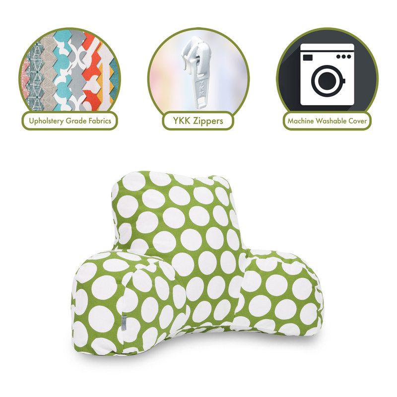 Polka Dot Reg Cotton Bed Rest Pillow, Hot Green