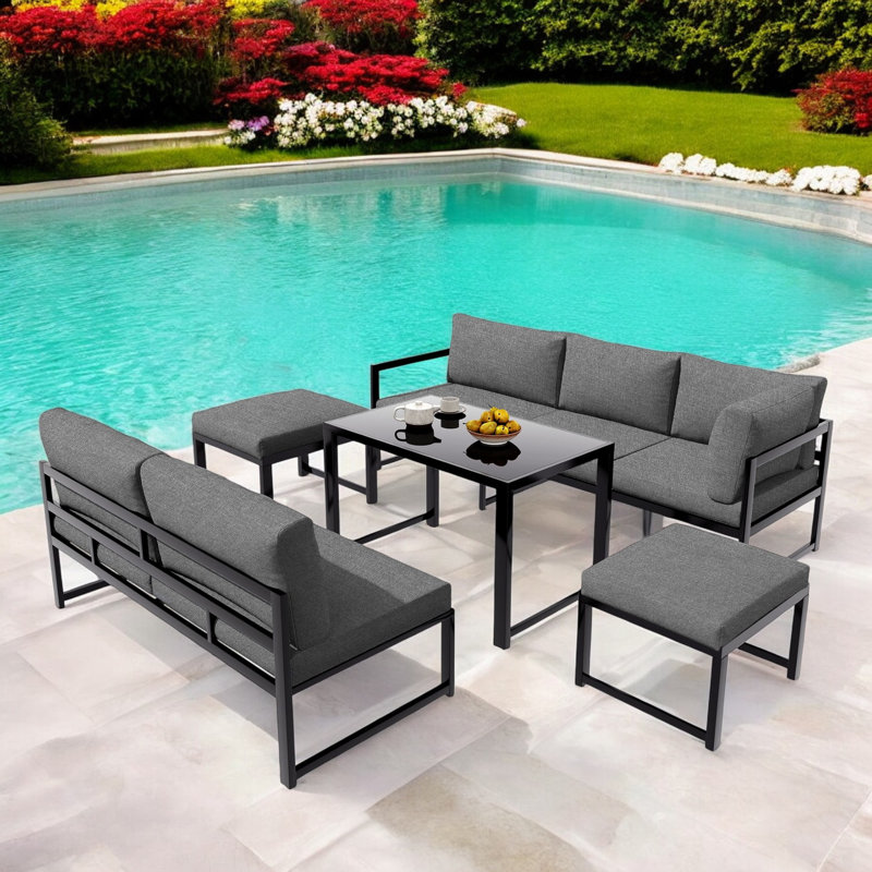 Wicker 4 - Person Garden Lounge Set with Cushions