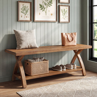 47.24" Solid Wood Bench for Bedroom, Entryway, Hallway, Dining Room