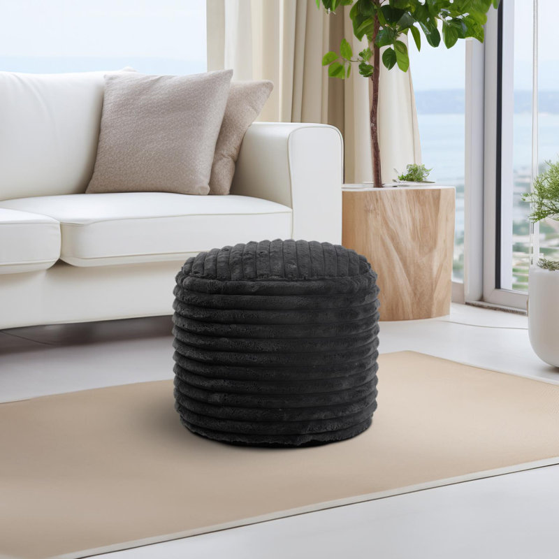 Campblin Pouf Tall Shar Pei White, Black Polyester