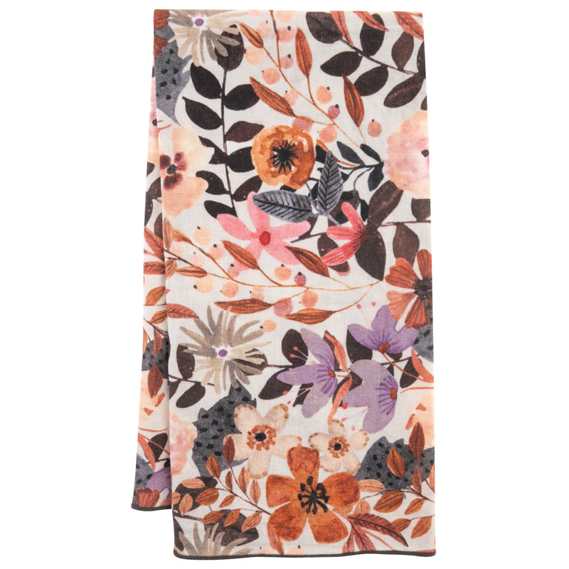 LINEN BLEND TEA TOWEL  CINNAMON FLORAL