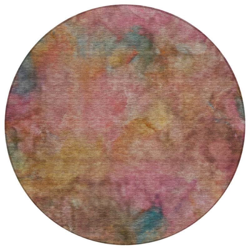 Machine Washable Indoor/Outdoor Emelia ACN2312 Abstract Rug, Round 8'