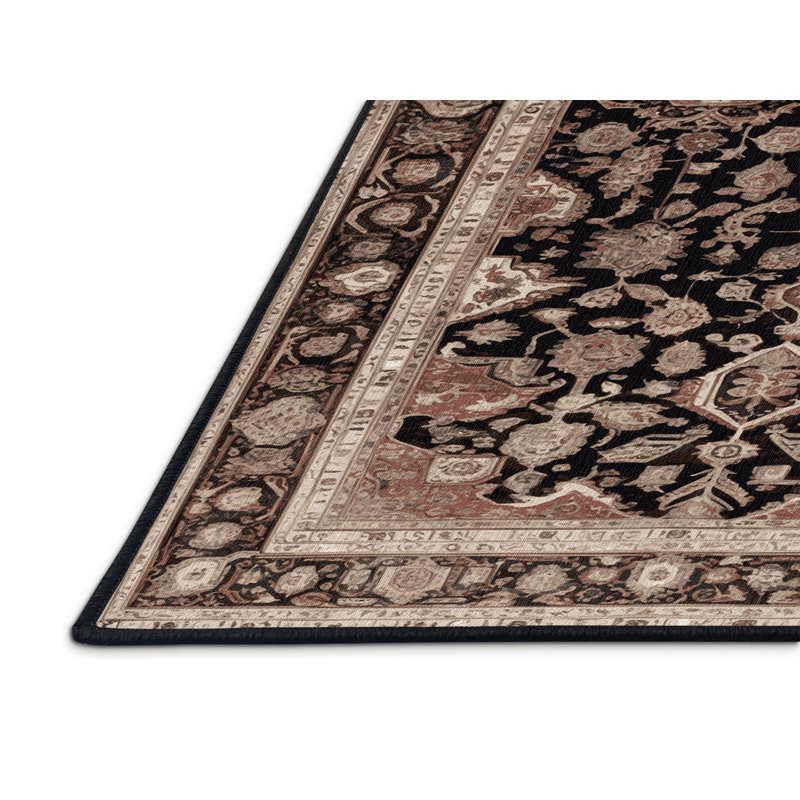 Machine Washable Persian Brown Area Rug, Rectangle 6' x 9'