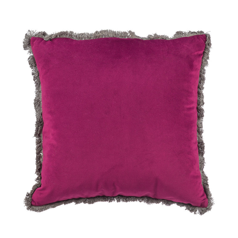 Fringed Feather Reversible Throw Pillow, Dark Purple