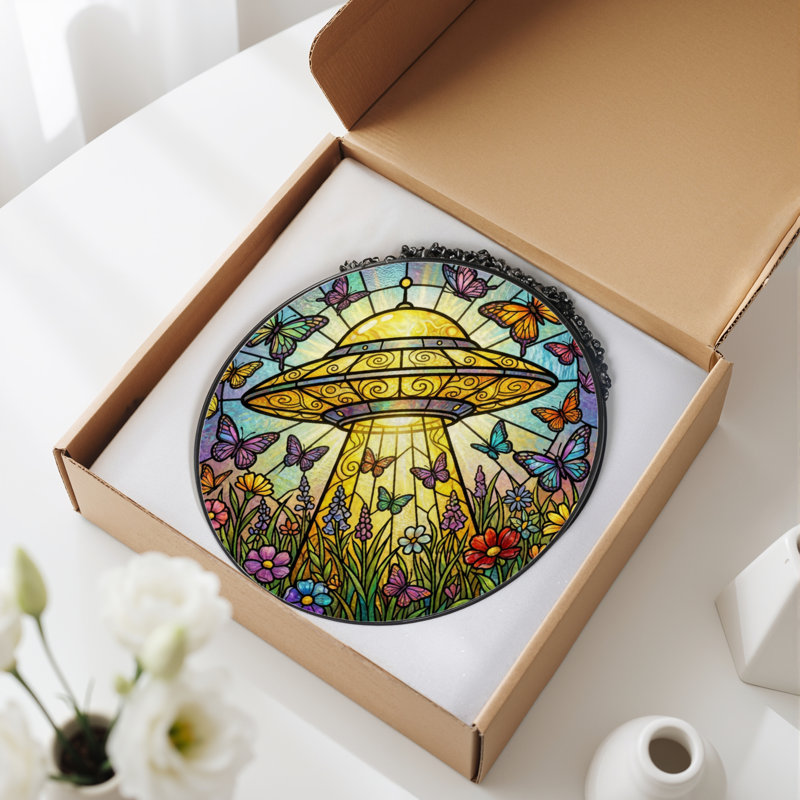 Panneau de vitrail de jardin en verre coloré H 7,8 ", H 7,8 po x l 7,8 po