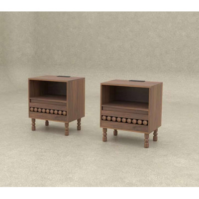 20.67cm W Solid Wood Bedside Table