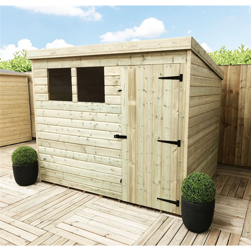 Calizza 8 x 6 Pressure Treated Pent Garden Shed with Single Door