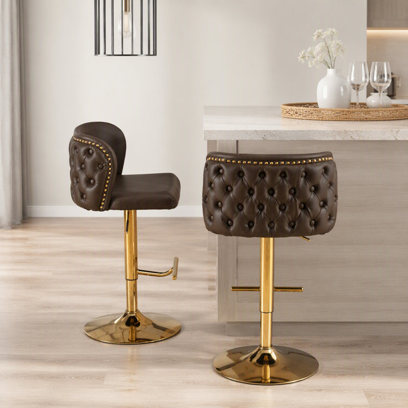 Swivel Upholstered Counter Stool, Brun