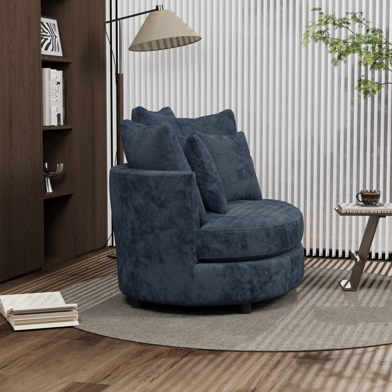 Fauteuil de lecture moderne avec housse de 55,1 po avec 5 coussins, Marine