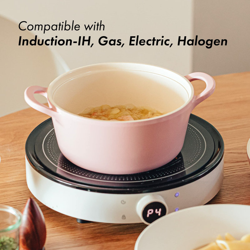 Pink Nonstick Aluminum 5-Piece Cookware Set with Glass Lids