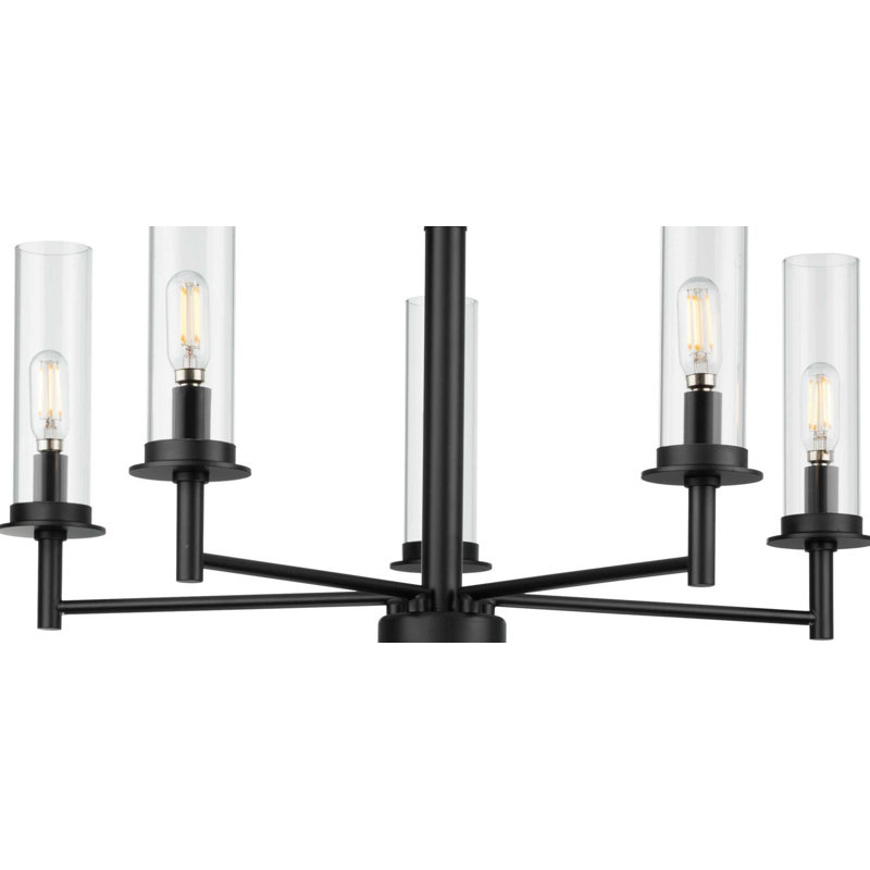 Lustre classique à 5 lumières de style bougie, Noir mat
