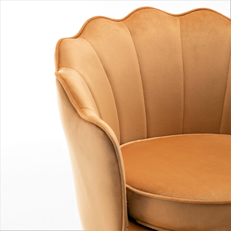 Elanora Velvet Barrel Chair, Mustard Yellow Velvet
