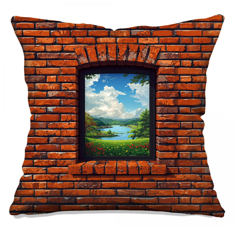 Window Brick Wall Double Sided Throw Pillows, 20 x 20 inches