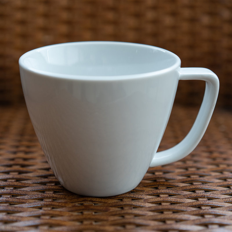 White Ceramic Round Modern Coffee Mugs Set of 4