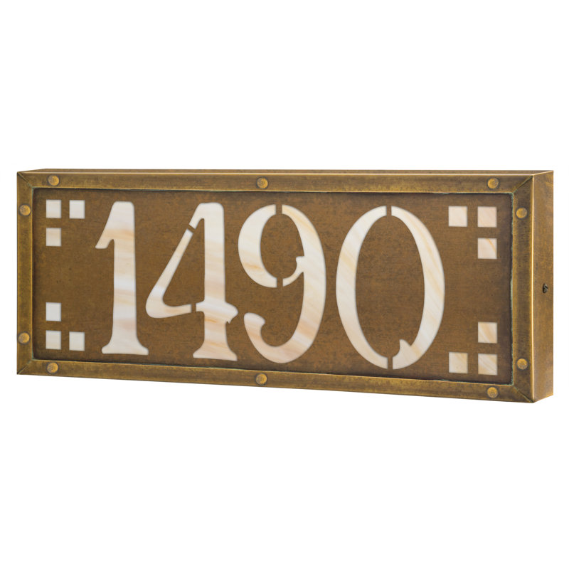 Plaque d'adresse murale personnalisable 12 V pour 4 numéros, Laiton chaud / miel