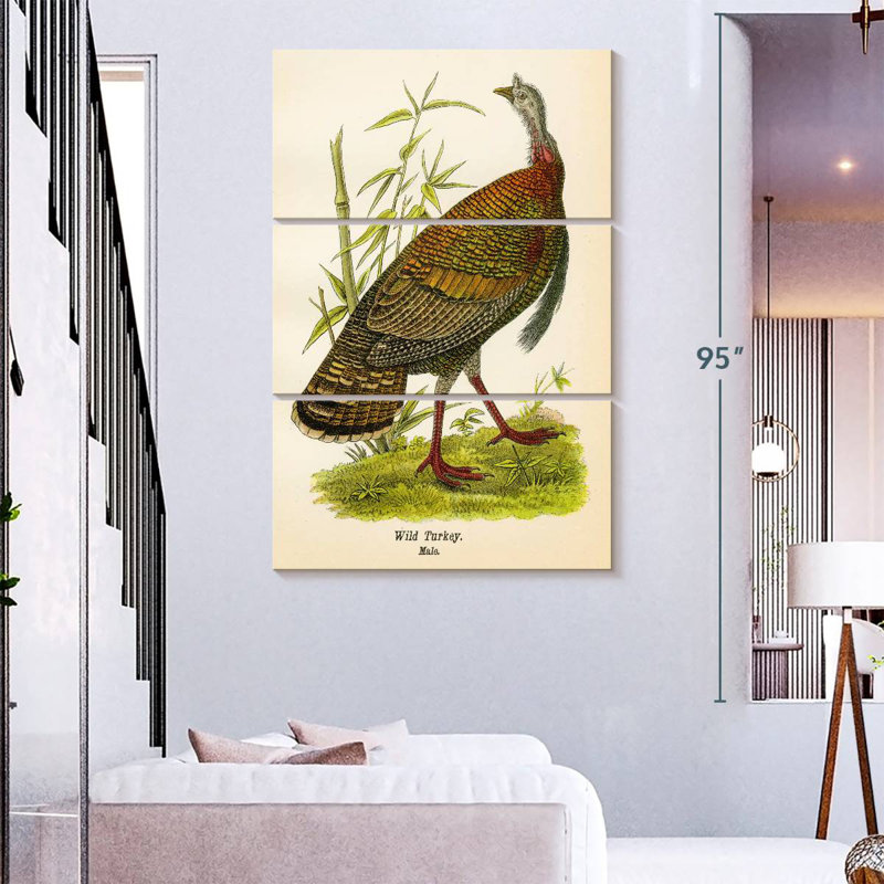 Brampt Wild Turkey Lithograph, 74" H x 48" W
