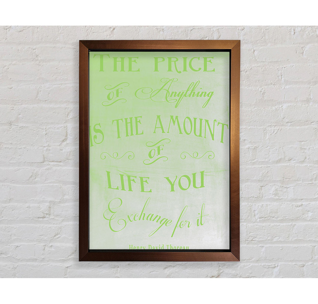 Roachdale Famous Quote Henry David Thoreau The Price Of Anything Lilac Framed Print Wall Art